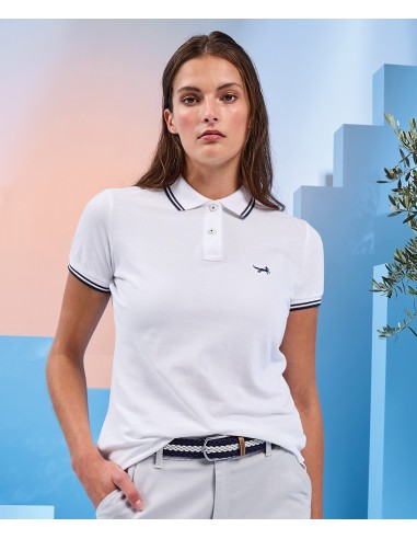 A-AQ021-Polo passepoilé coupe classique femme - col contrasté